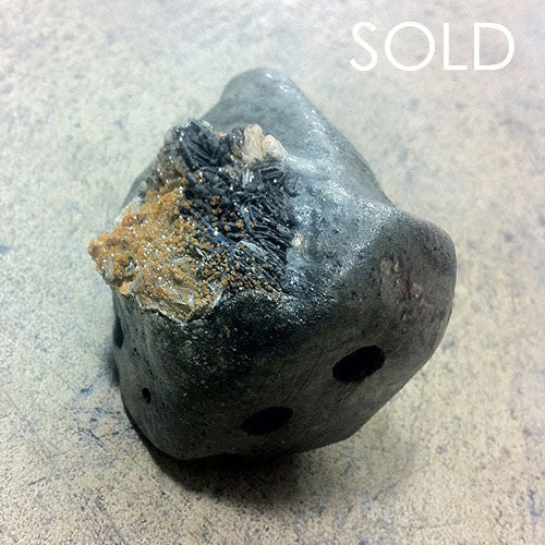 Crystal Vanadanite on Stoneware Ocarina SOLD