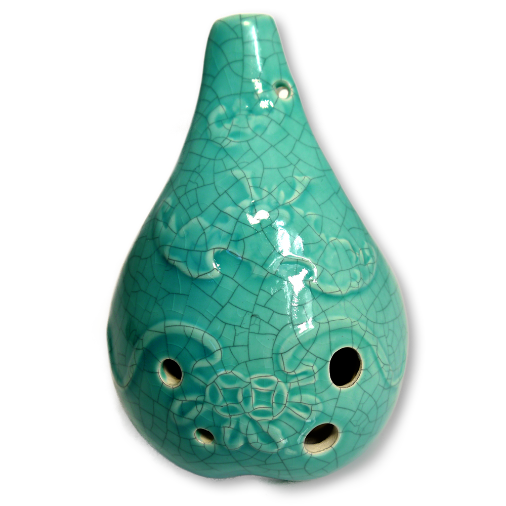 Seedpod Ocarina Bass C in Jade Crackle
