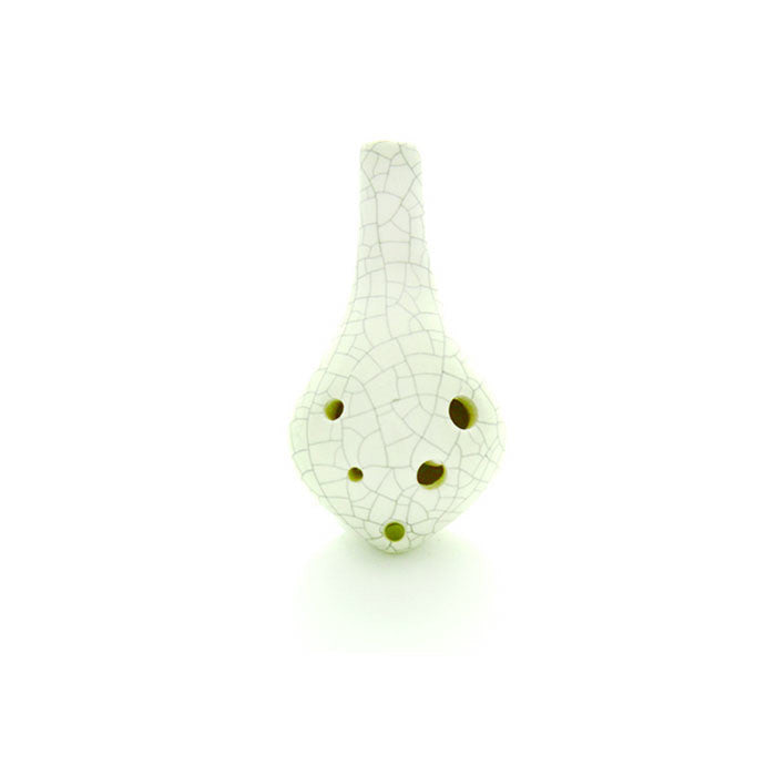 Teardrop Ocarina Soprano G in White Crackle