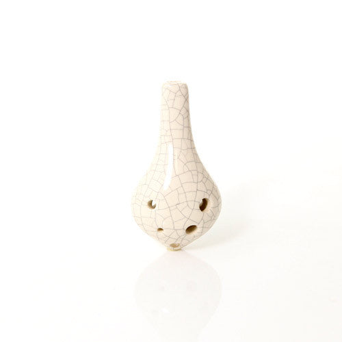 Teardrop Ocarina Soprano C in White Crackle
